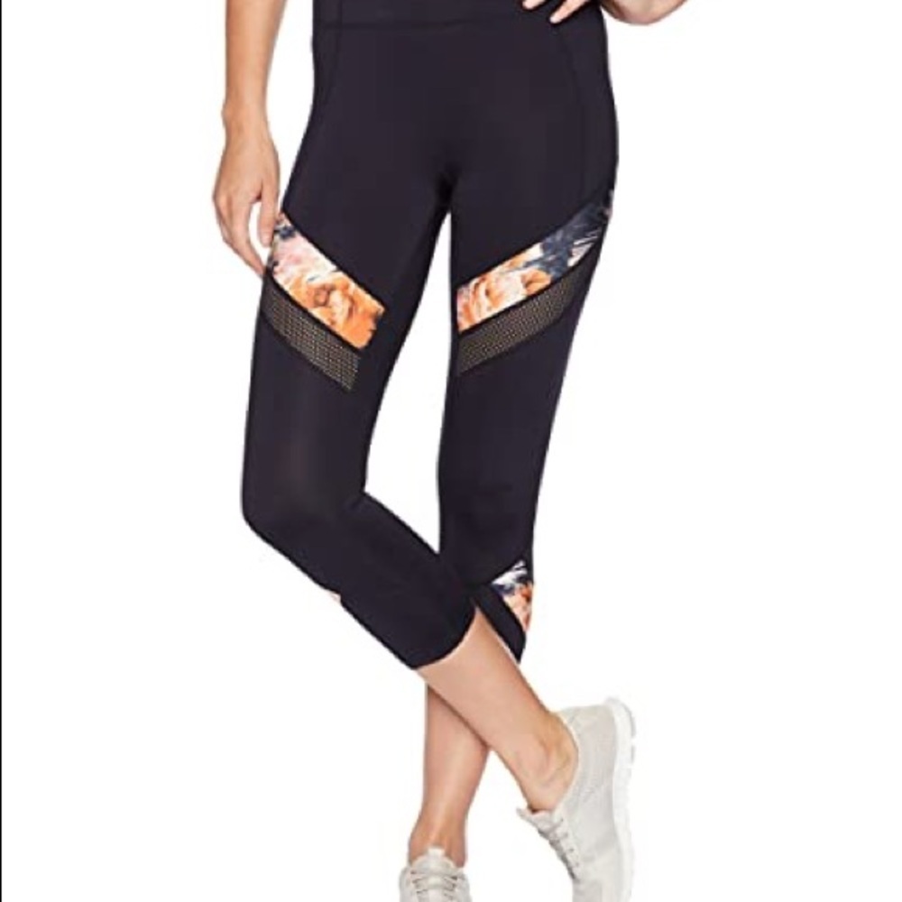 Betsey Johnson Midnight Floral Mesh Crop Leggings
